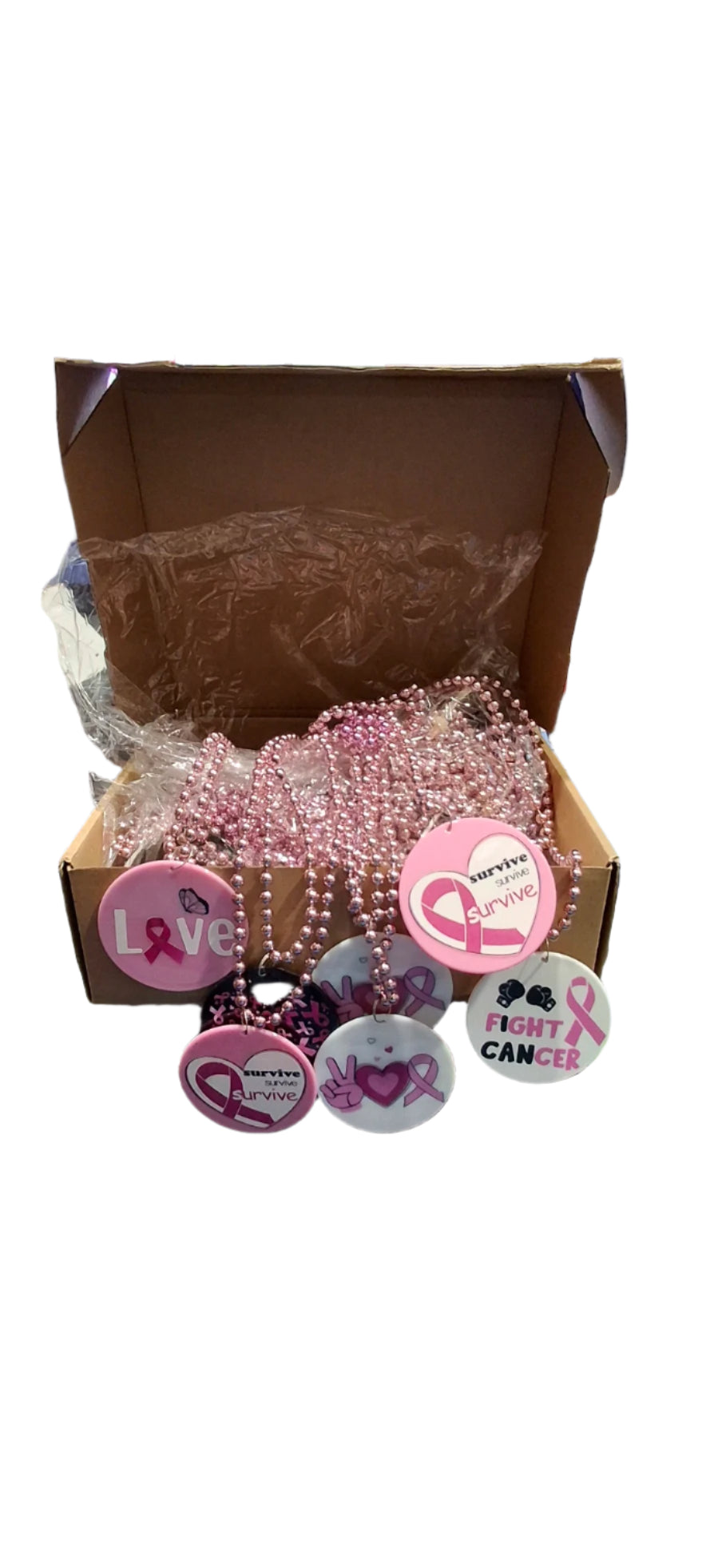 48 Pcs Breast Cancer Awareness Beaded Necklaces Pink