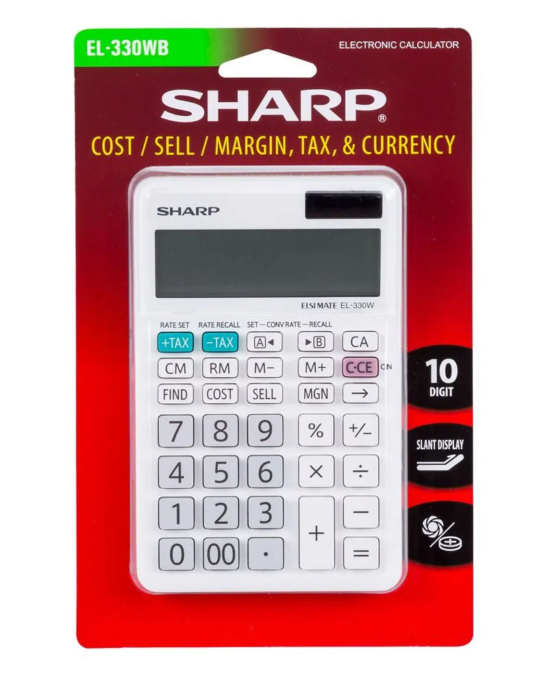 Sharp El330wb El-330Wb Desktop Calculator, 10-Digit LCD