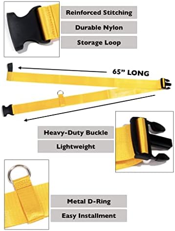 Car Seat Travel Belt | Luggage Strap - Convert Car Seat & Carry-On into Airport Carrier - Bright Yellow