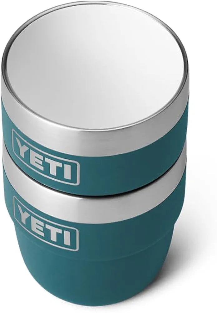 YETI Rambler 4 oz Stackable Cup, Stainless Steel, Vacuum Insulated Espresso/Coffee Cup, 2 Pack, Agave Teal