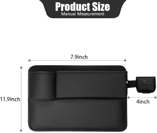 Car Seat Gap Filler Organizer with Cup Holder - Premium Leakproof Console Storage (Black, Passenger Side)