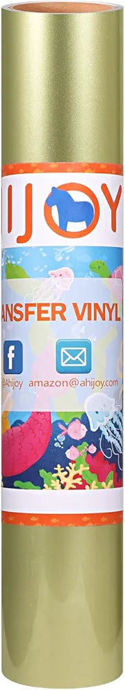 AHIJOY Metallic Champagne Gold HTV Heat Transfer Vinyl 12"x5FT Pearl Iron on Vinyl for T Shirts Garment Fabric Clothing