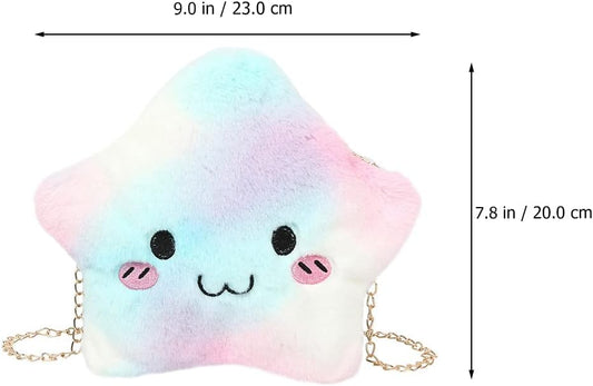 LUOZZY Plush Crossbody Bag Star Shaped Furry Purse for Girls Fluffy Handbag Small Purse with Chain Soft Shoulder Bag for Girls Women