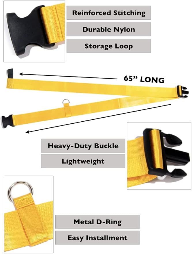 Car Seat Travel Belt | Luggage Strap - Convert Car Seat & Carry-On into Airport Carrier - Bright Yellow