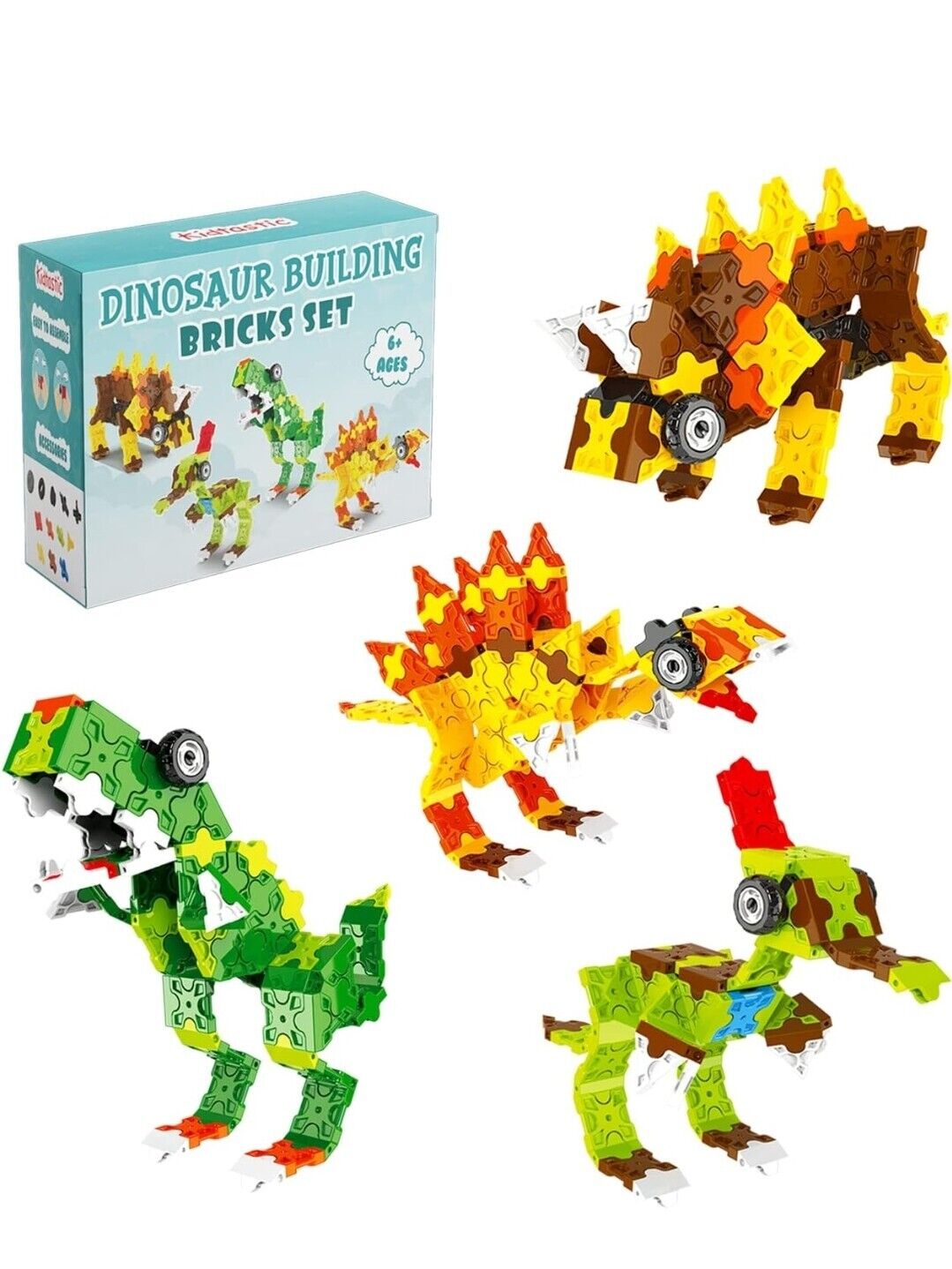 Kidtastic 3D DIY Dinosaur Build Bricks Educational Toys for Kids Ages 6+ 476 Pcs