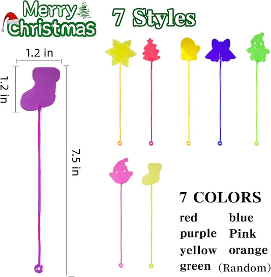 28pcs Christmas Sticky Hands Toys for Kids, Christmas Styles Stretchy Toys for Christmas Stocking Stuffers, Gifts, Pinata Fillers, Party Favors for Kids