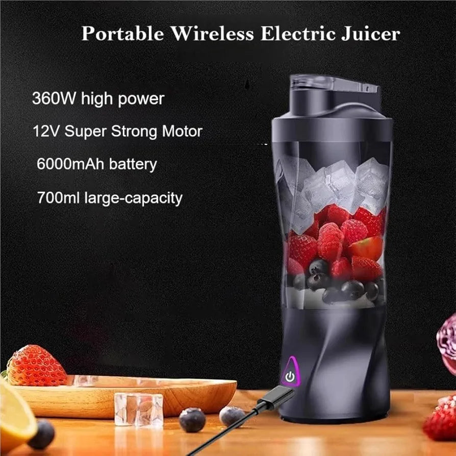 Powerful 360W Personal Blender - USB Rechargeable Smoothie & Juicer for On-the-Go