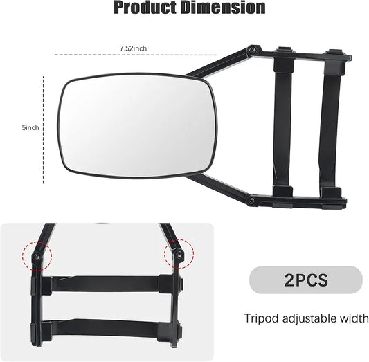 2PCS Clamp Tow Mirrors with Securely Fastened,HD&Adjustable Towing Mirrors for Expanded Visibility,Universal Mirror Extenders for Towing Car Accessories Fit Truck,Hitch Towing