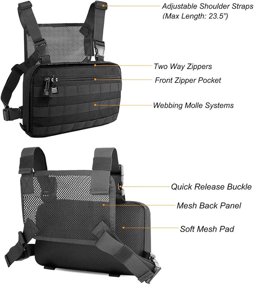 abcGoodefg Tactical Molle Radio Chest Harness Holder Holster Vest Front Pouch Outdoor Bag Pack