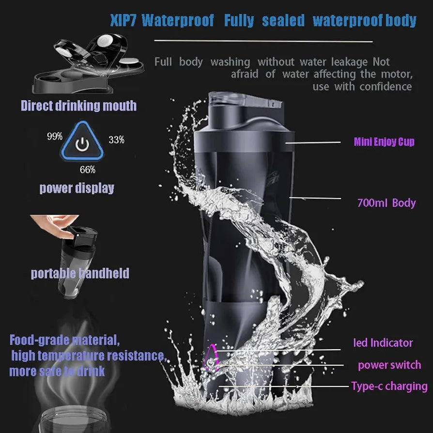 Powerful 360W Personal Blender - USB Rechargeable Smoothie & Juicer for On-the-Go