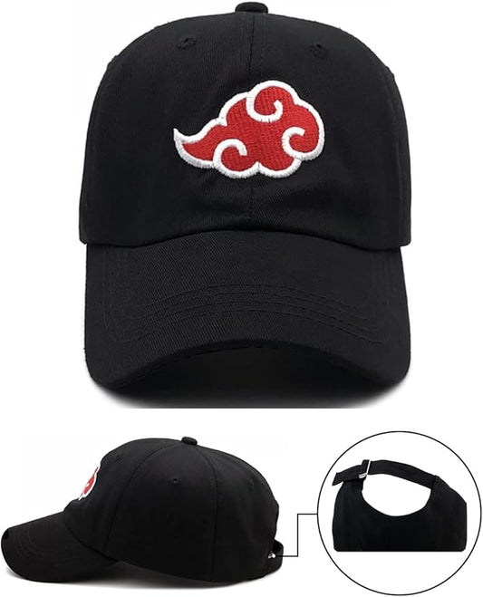Naruto Hat Adjustable Snapback Uchiha Akatsuki Logo Baseball Cap with Necklace