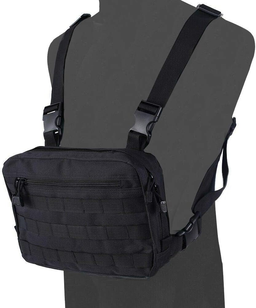 abcGoodefg Tactical Molle Radio Chest Harness Holder Holster Vest Front Pouch Outdoor Bag Pack