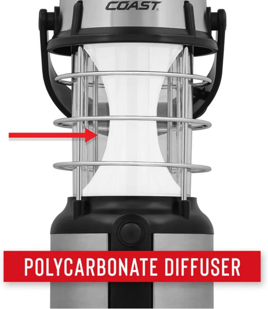 Coast EAL18 460 Lumen Dual Color LED Emergency Lantern, Smart Switch, Flashing Red Light, 50 Hours Runtime, Gray