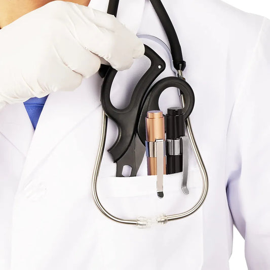 MEUUT 3 Pack Medical Scissors and penlights for Nurses with Four Batteries-One 8" Patented Trauma Scissor Bandage Scissor Two LED Pen lights for Nurse Doctor EMT First Aid