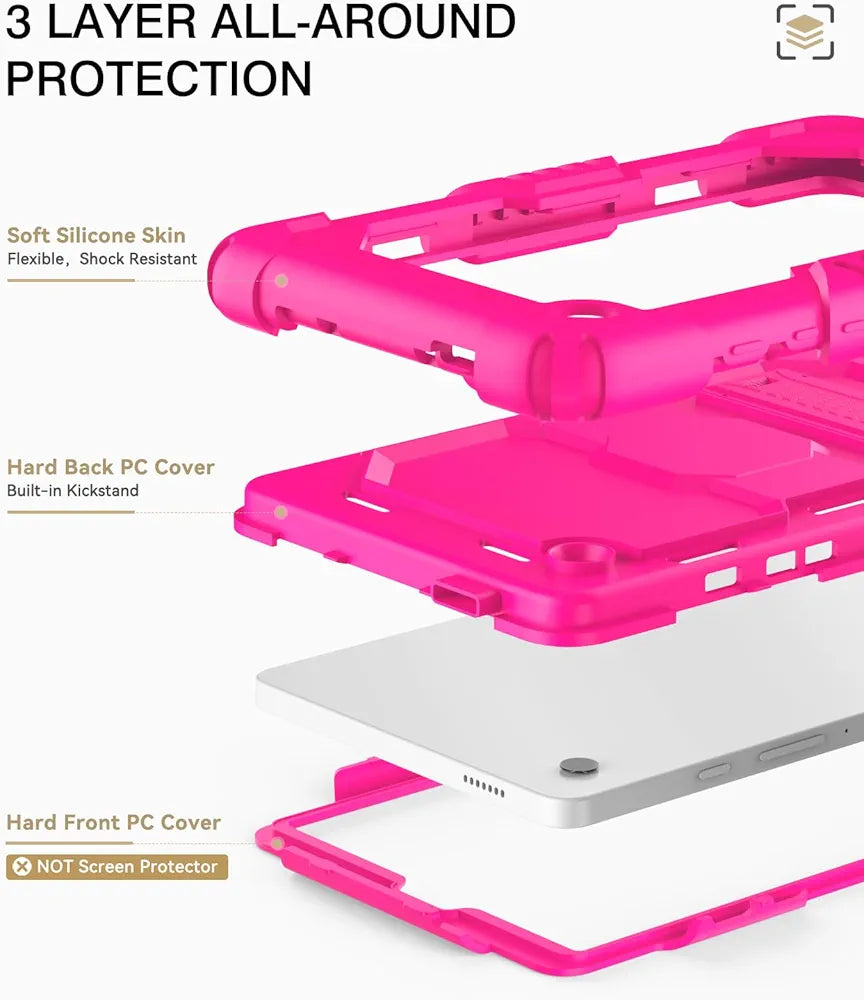 OKP Case for New Samsung Galaxy Tab A9 8.7 inch 2023 , Heavy Duty Shockproof Rugged 8.7'' Galaxy A9 Tablet Protective Cover with Built-in Kickstand for Kids Boys Girls, Hot Pink