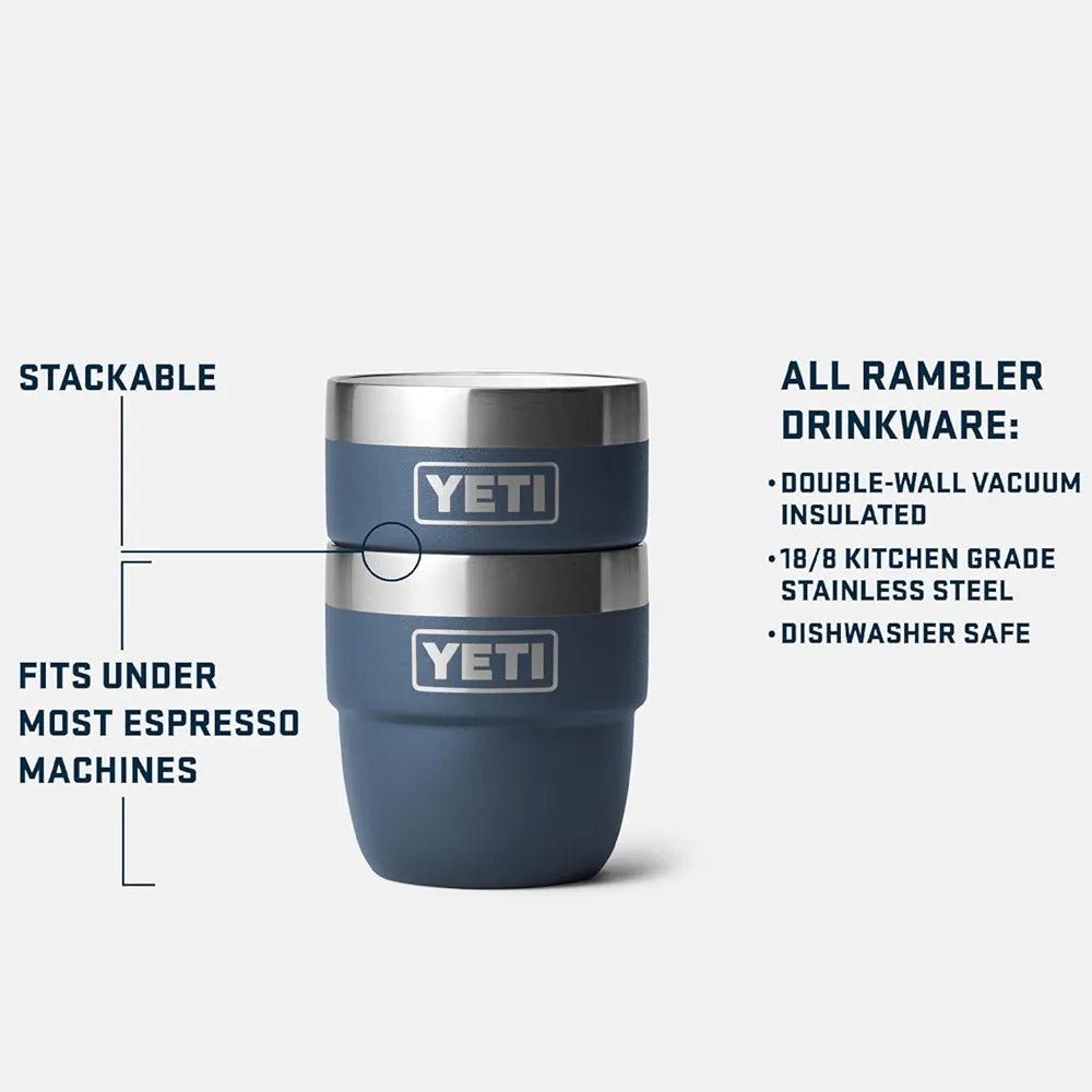 YETI Rambler 4 oz Stackable Cup, Stainless Steel, Vacuum Insulated Espresso/Coffee Cup, 2 Pack, Agave Teal