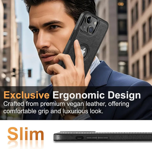 Classy Design Luxury Leather Phone Case for iPhone 13 Non-Slip Grip Full Body Ultra Slim Protective Case