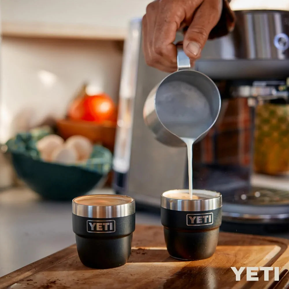 YETI Rambler 4 oz Stackable Cup, Stainless Steel, Vacuum Insulated Espresso/Coffee Cup, 2 Pack, Agave Teal