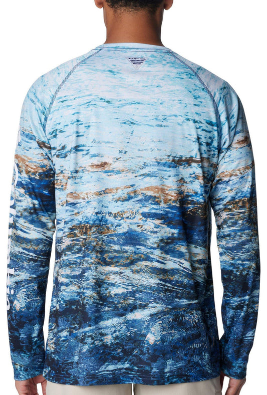 COLUMBIA MENS PFG PERFORMANCE WATER PRINT LONG SLEEVE TEE XL