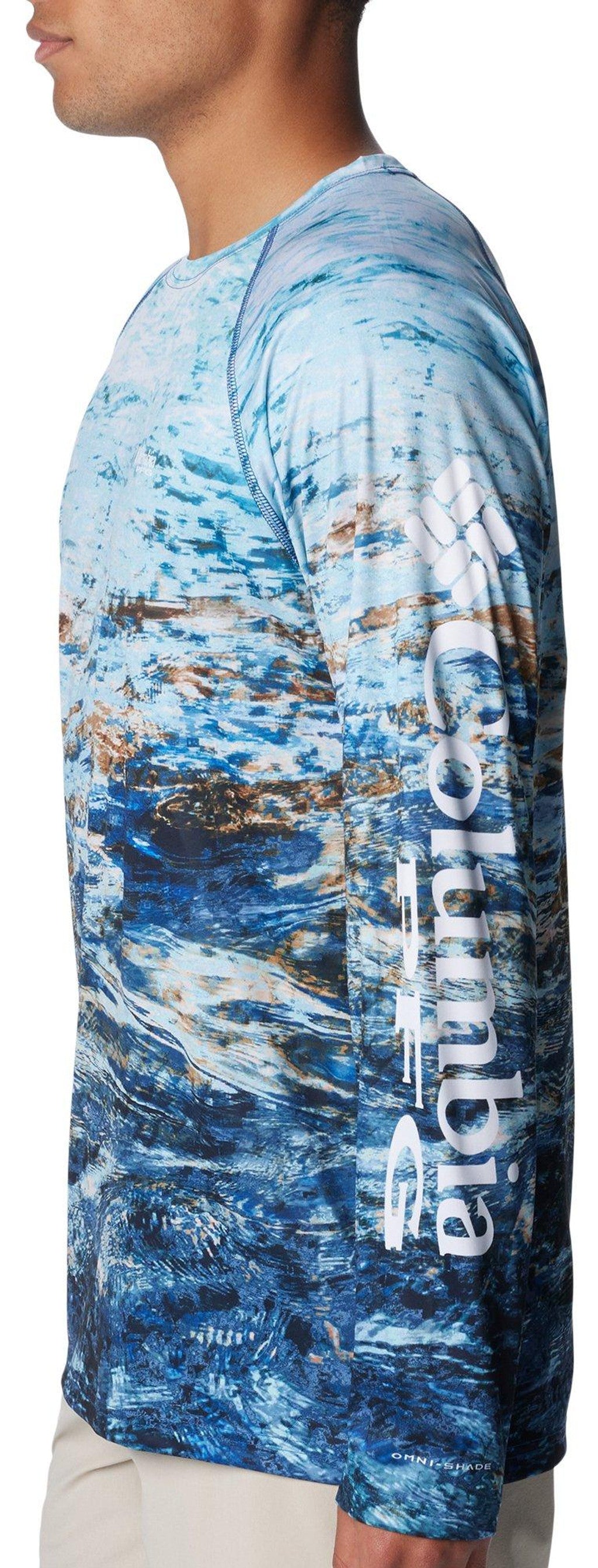 COLUMBIA MENS PFG PERFORMANCE WATER PRINT LONG SLEEVE TEE XL