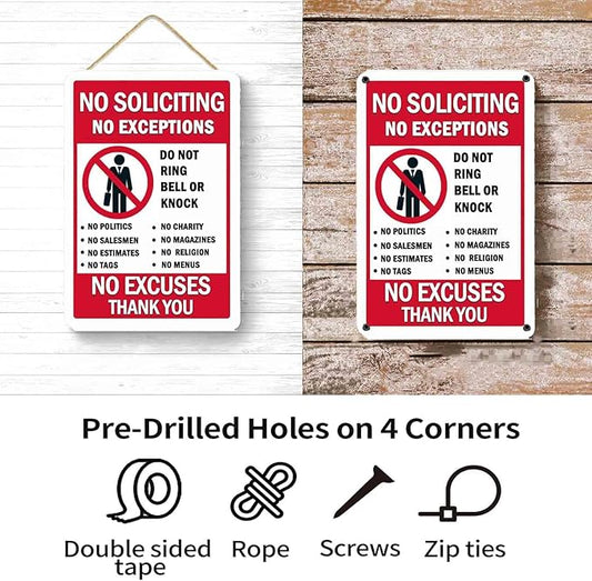 Shuilv Funny 'No Soliciting' Sign for House & Home - Protect Your Peace! (8x12 inch)