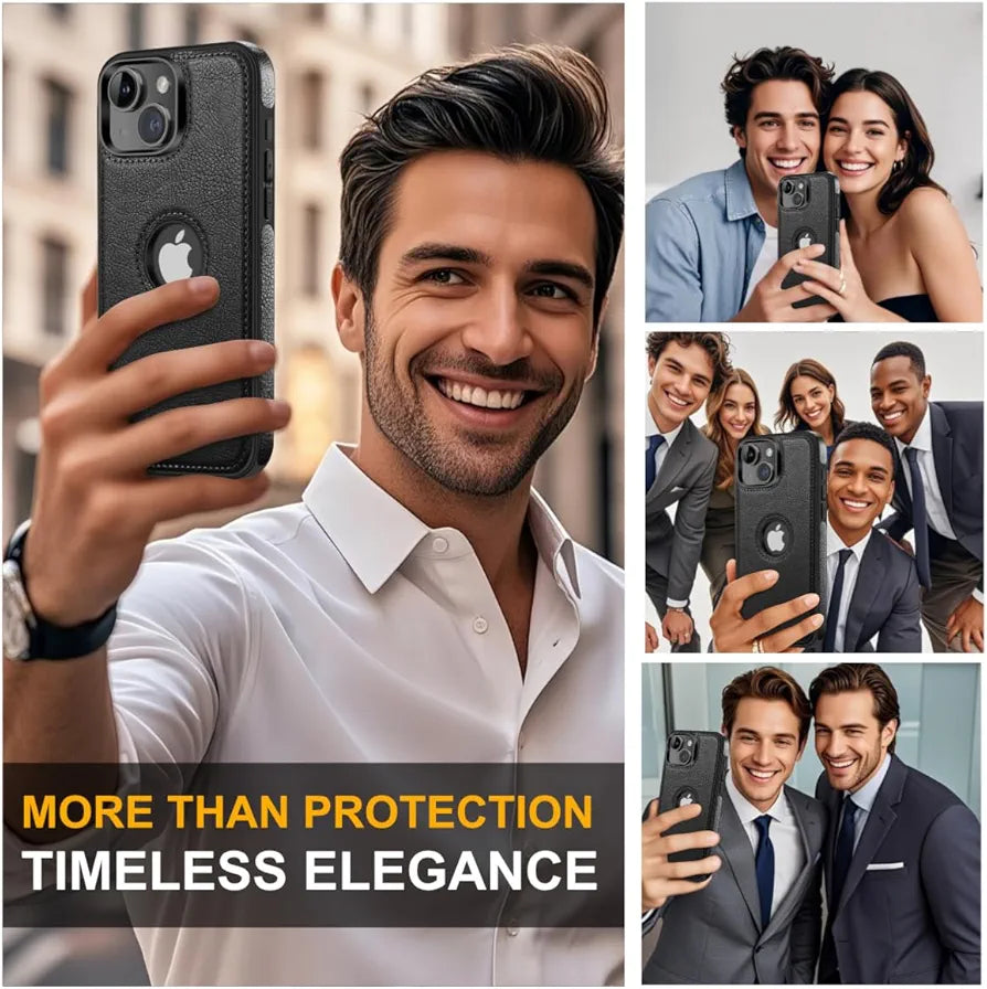Classy Design Luxury Leather Phone Case for iPhone 13 Non-Slip Grip Full Body Ultra Slim Protective Case