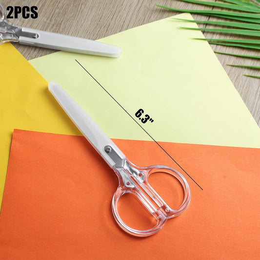 Koogel 3 Pieces 6.3 Inches Acrylic Scissors Clear Silver Scissors Fabric Scissors Straight Acrylic Stainless Steel Multipurpose Craft Scissors for Office, Home, Sewing