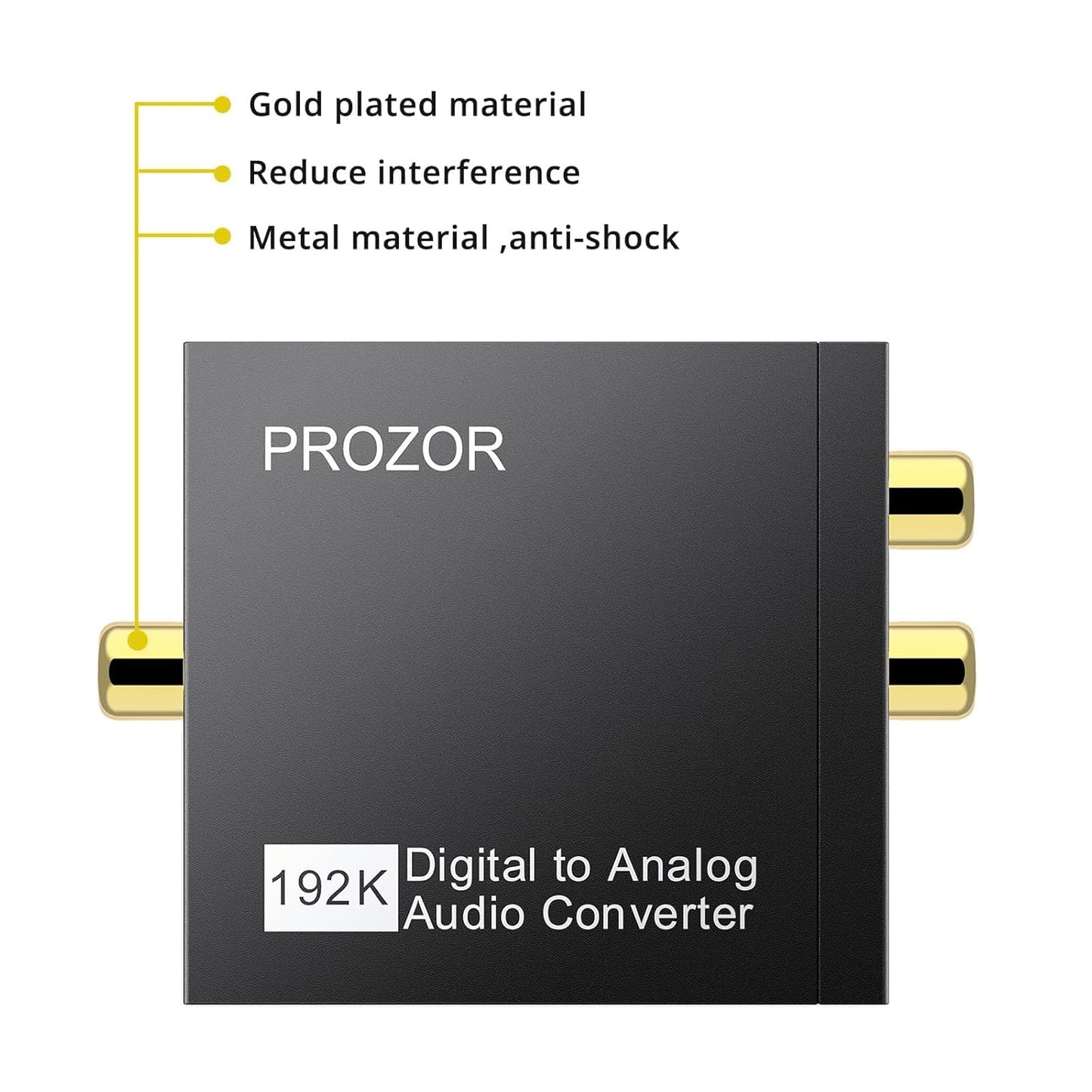 PROZOR 192KHz Hi-Res Audio Converter: Upscale Your Sound with Digital to Analog DAC | SPDIF, Optical, RCA & 3.5mm Outputs
