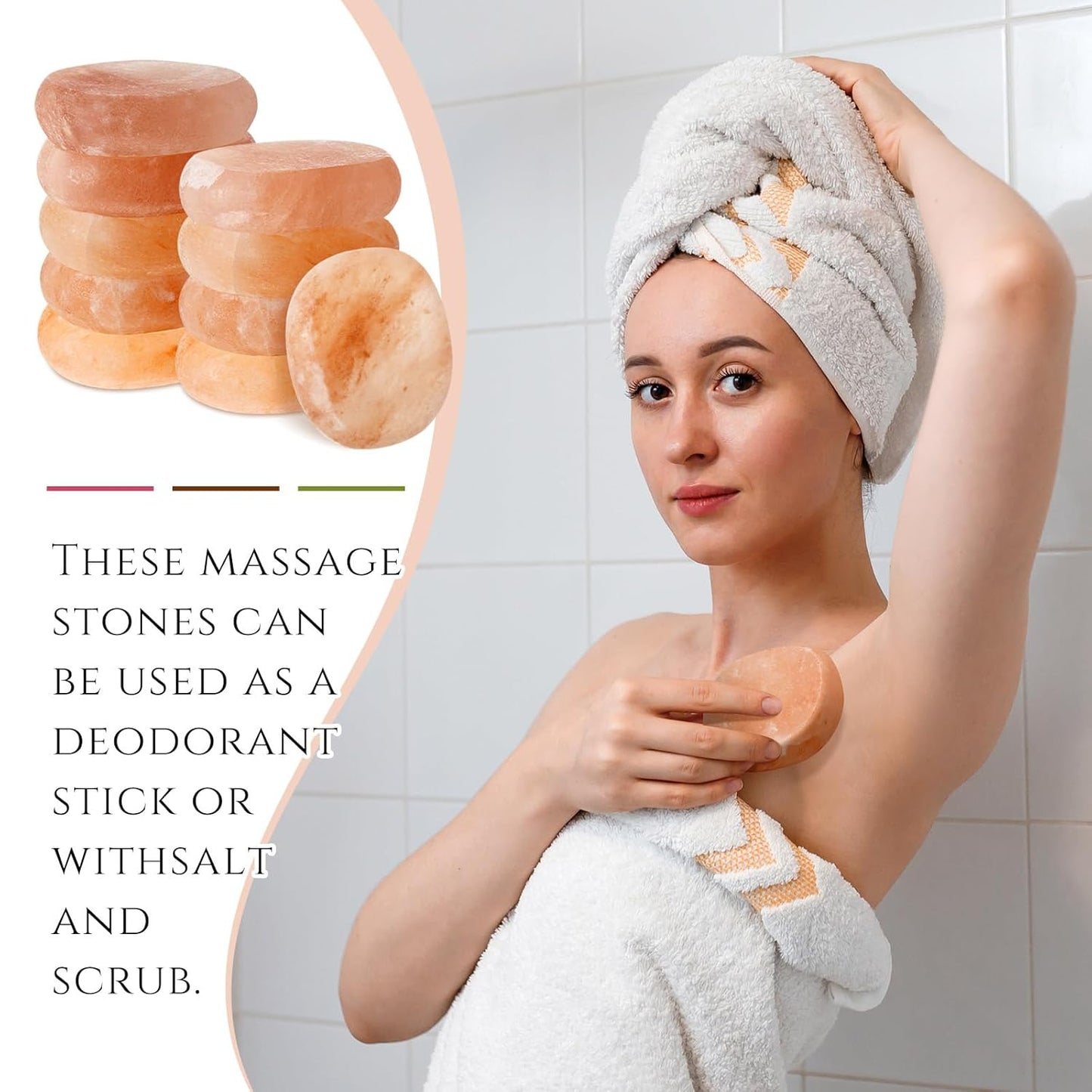 10 Pcs Premium Flat Oval Himalayan Salt Massage Stones - Natural Pink Crystal, Hand-Carved for Spa Therapy & Deep Relaxation