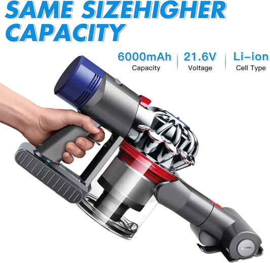 Upgraded 6000mAh V6 SV04 vtc4 Battery 967810 Replacement Battery for Dyson V6 Animal Absolute Motorhead Slim SV03 SV04 SV05 SV06 SV07 SV09 vtc4 DC58 DC59 DC61 DC62 DC72 DC74 V6 Handheld Stick Vacuum