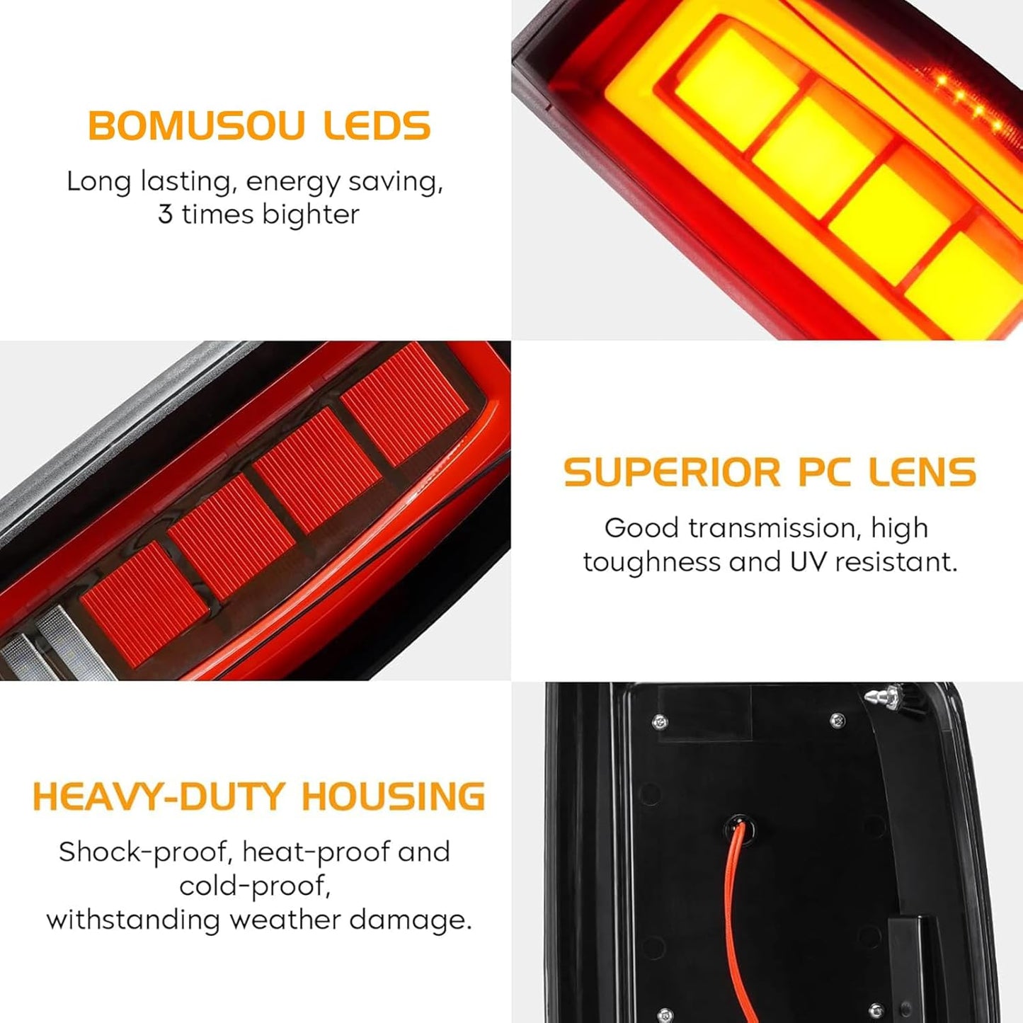 LED Tail Light Fit for Toyota Tundra 2014-2021, Taillight Assembly Replacement Left + Right Pair, Clear Lens