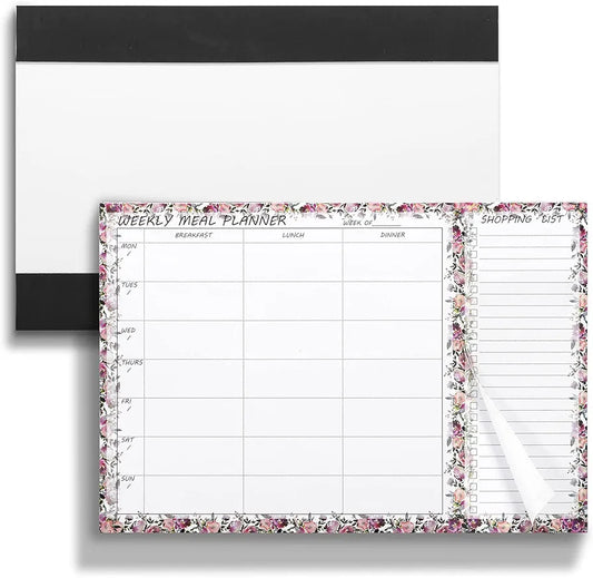 UtyTrees Magnetic Weekly Meal Planner Notepad: 6.6" x 9.8"/58 Sheets Meal Planning Pad with Tear Off Grocery List Magnet pad for fridge or Desk