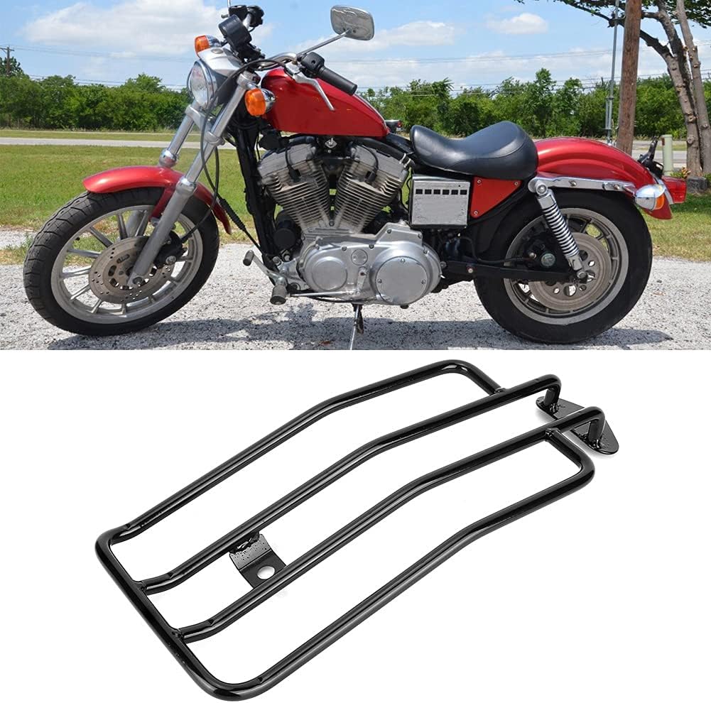 Motorcycle Rear Luggage Rack Adaptable for Xl883/1200 X48 Sturdy Long Lasting Easy Installation (Black)