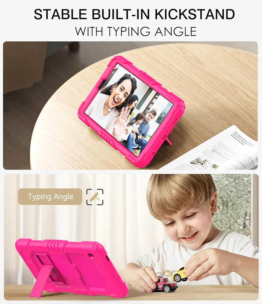 OKP Case for New Samsung Galaxy Tab A9 8.7 inch 2023 , Heavy Duty Shockproof Rugged 8.7'' Galaxy A9 Tablet Protective Cover with Built-in Kickstand for Kids Boys Girls, Hot Pink