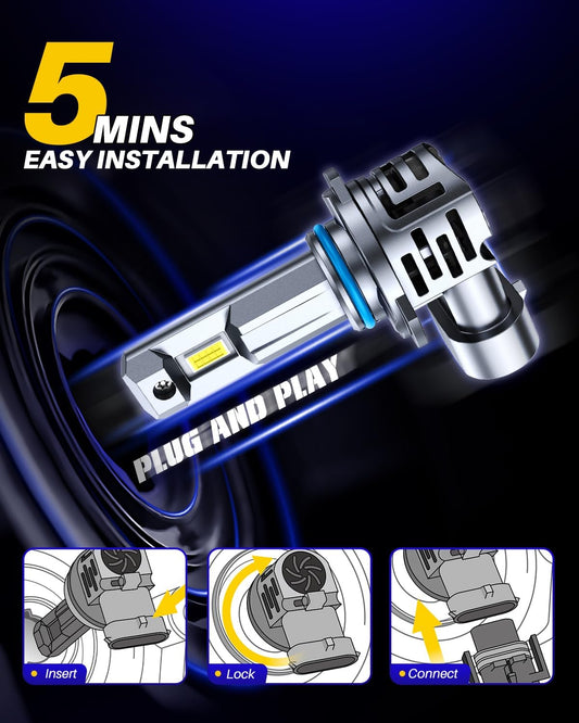 Limited Edition AUTOONE 9005 Bulbs, 700% Brighter 24000 Lumens 6000K HB3 Bulbs