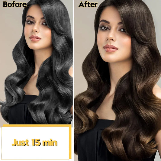 Chestnut Brown Hair Dye Shampoo, 3 in 1 Color Shampoo Hair Dye, Grey Coverage Shampoo for Women Men 500ml