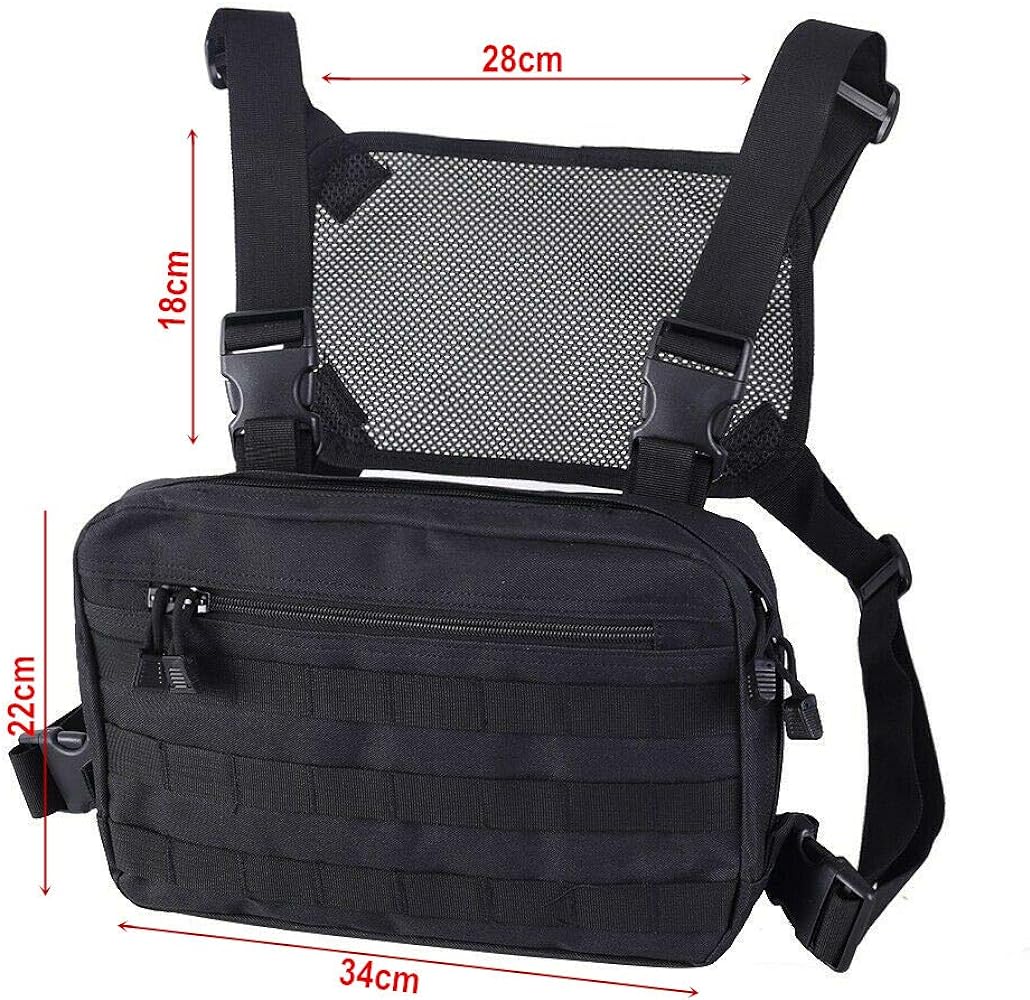 abcGoodefg Tactical Molle Radio Chest Harness Holder Holster Vest Front Pouch Outdoor Bag Pack