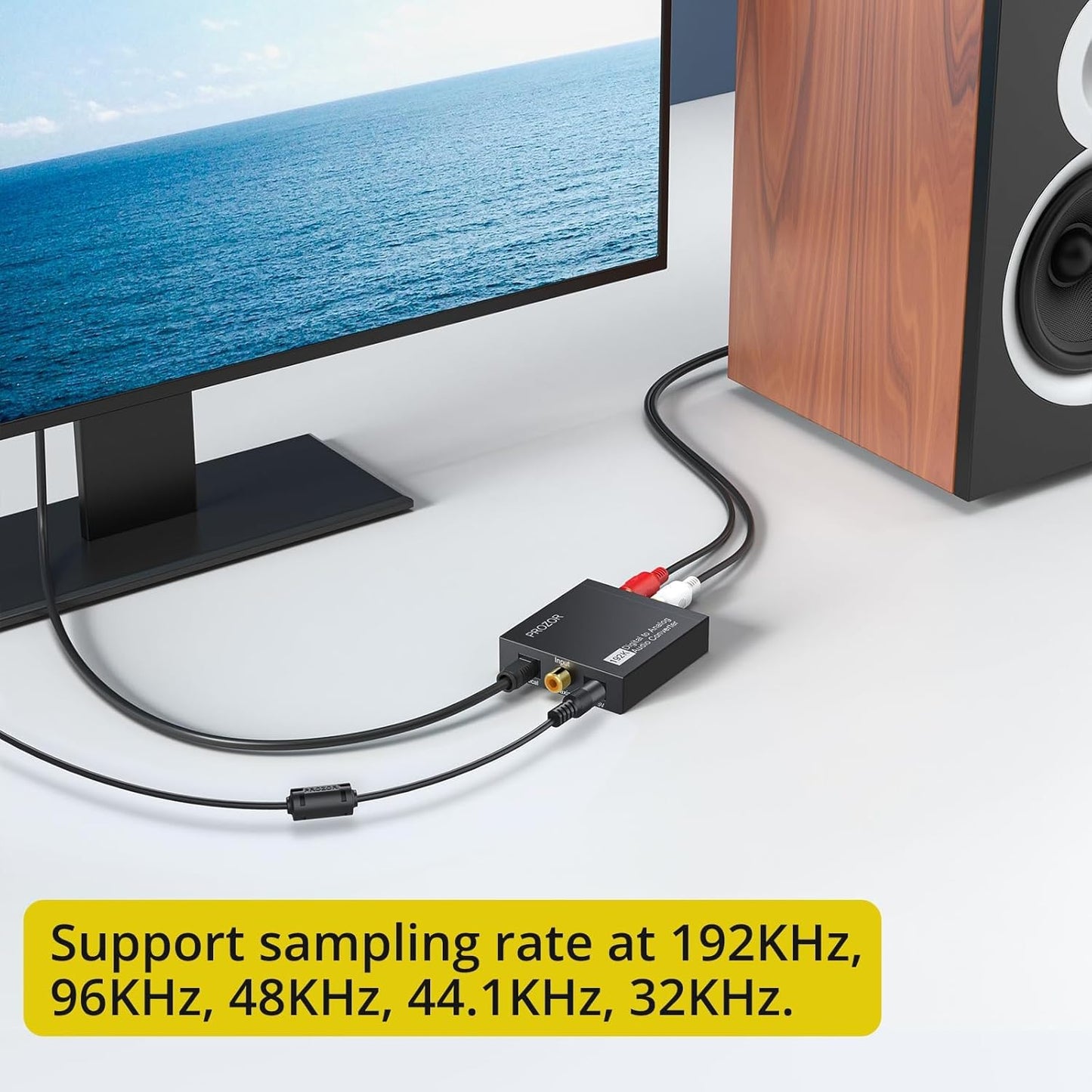 PROZOR 192KHz Hi-Res Audio Converter: Upscale Your Sound with Digital to Analog DAC | SPDIF, Optical, RCA & 3.5mm Outputs