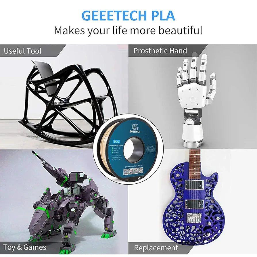 Geeetech PLA Filament 1.75mm Bone White 3D Printer Filament 1kg, Neatly Wound Bone PLA Filament, Dimensional Accuracy +/- 0.02 mm, Fit Most FDM 3D Printers