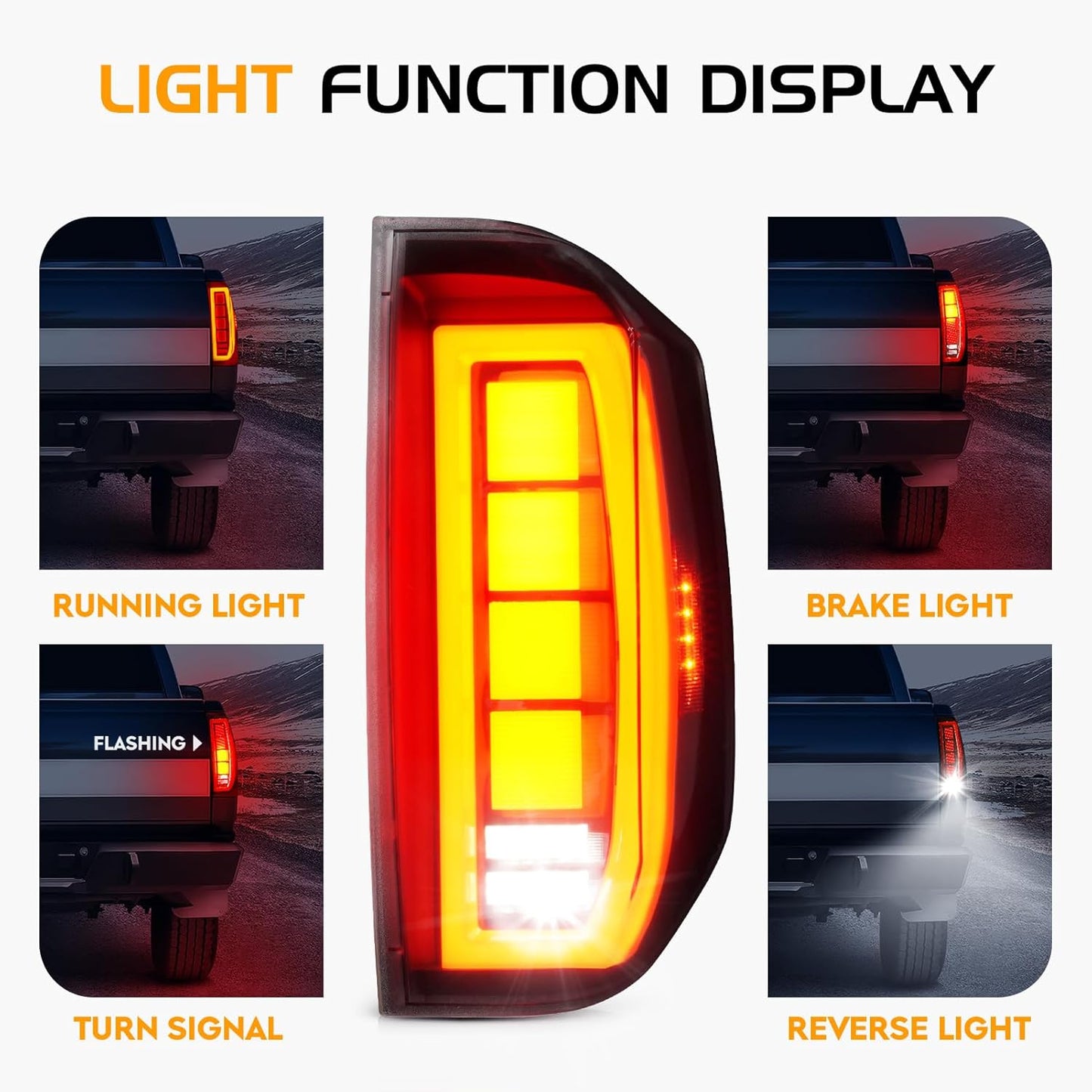 LED Tail Light Fit for Toyota Tundra 2014-2021, Taillight Assembly Replacement Left + Right Pair, Clear Lens