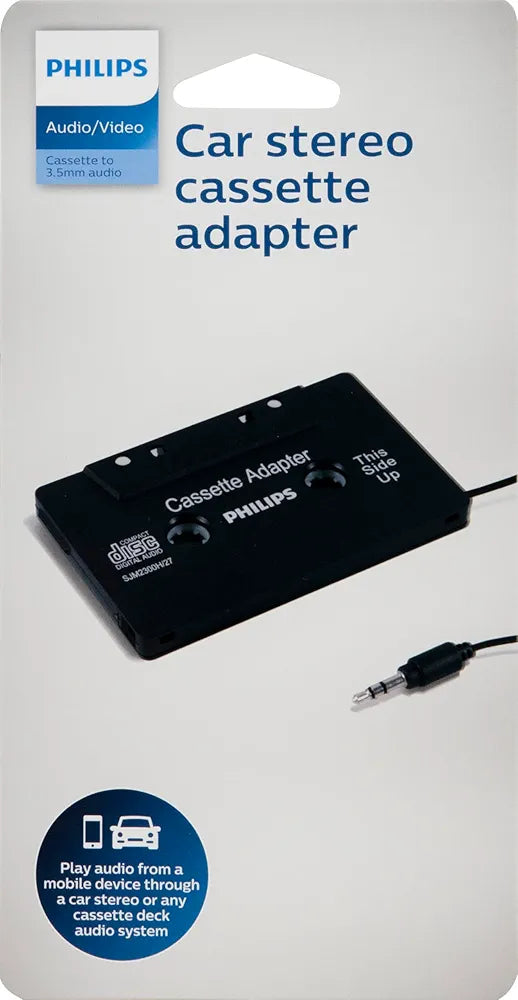 PHILIPS Universal Car Cassette Adapter with 3.5mm Audio Jack - Seamless Music Streaming
