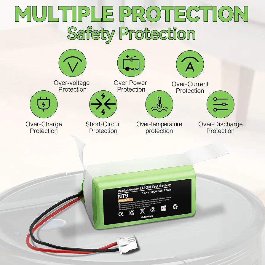 Upgraded 5000mAh 14.4v Li-ion Battery for Ecovacs Deebot N79 N79S N79W deebot 500 DN622 DN622.11 Replacement for Eufy RoboVac 11 11C 11S MAX 12 15C 15T 25C 30 30C 35C G10 R500+ Etc. Robot Vacuum