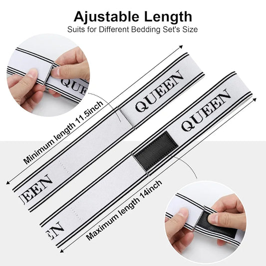 ORGANIZE YOUR LINEN CLOSET: Adjustable Bed Sheet Organizer Bands with Velcro & Labels - Keep Bedding Tidy!