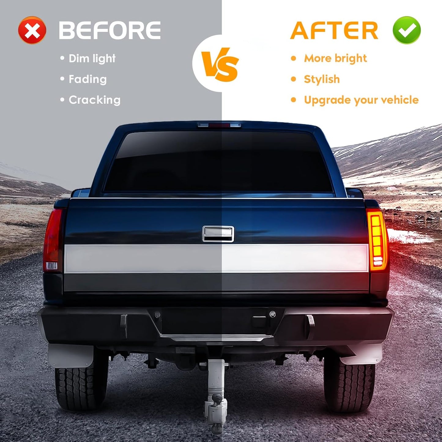 LED Tail Light Fit for Toyota Tundra 2014-2021, Taillight Assembly Replacement Left + Right Pair, Clear Lens