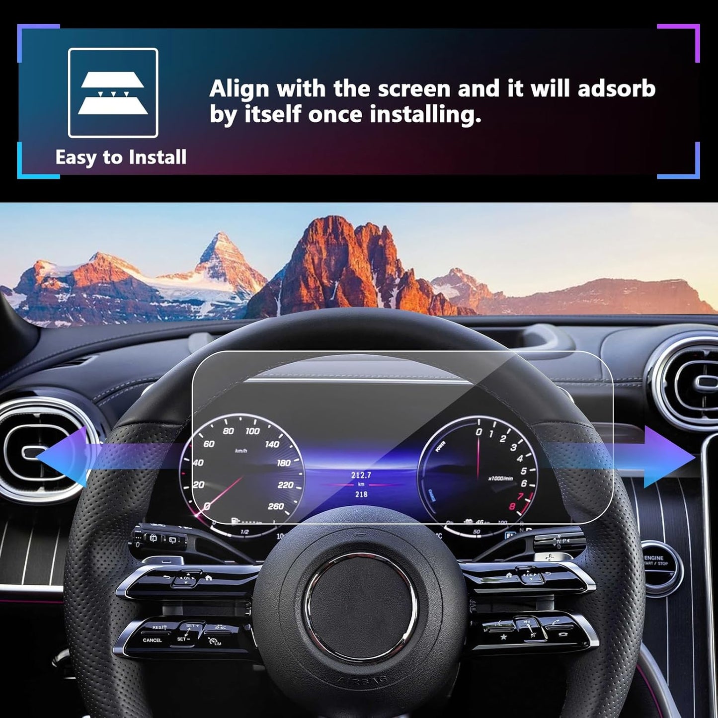 SXCY Fit for 2022 2023 2024 Mercedes Benz C-Class GLC-Class C300 Screen Protector 2021-2023 2024 C Class C300 Accessories 2023 2024 GLC-Class/C Class C300 Instrument Display Screen Protector 12.3 inch 9H Tempered Glass Clear HD
