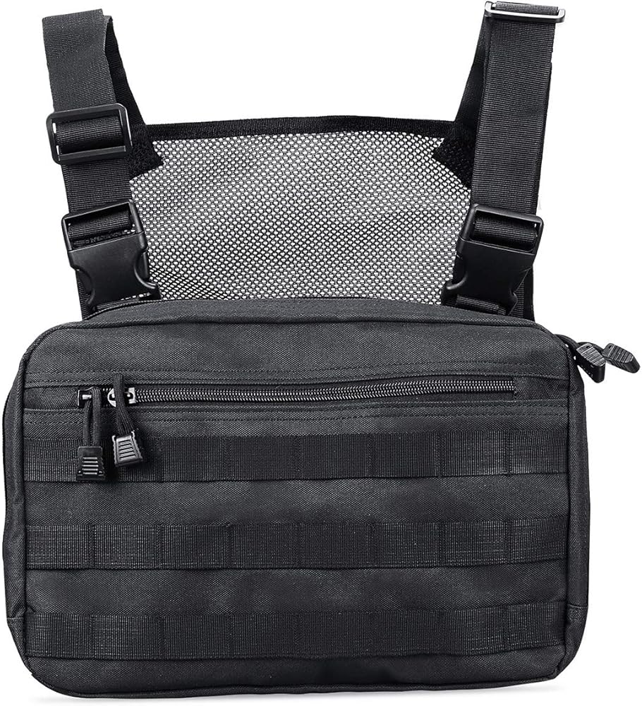 abcGoodefg Tactical Molle Radio Chest Harness Holder Holster Vest Front Pouch Outdoor Bag Pack