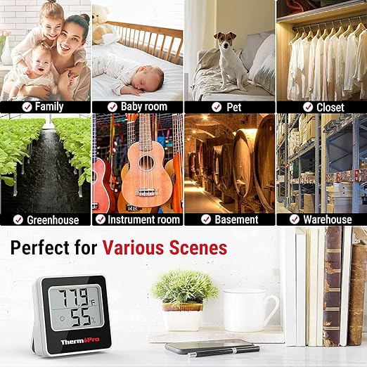 TP157 Thermopro: Accurate Indoor Thermometer for Home, Greenhouse, Office & Basement - Digital Temp & Humidity Sensor
