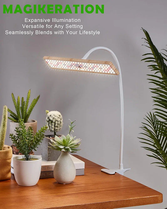 Grow Lights for Indoor Plants Full Spectrum, Eco-Friendly Bamboo Design, Height Adjustable, Automatic Timer with 8/12/16H,Ideal for Plant Lights for Indoor Growing