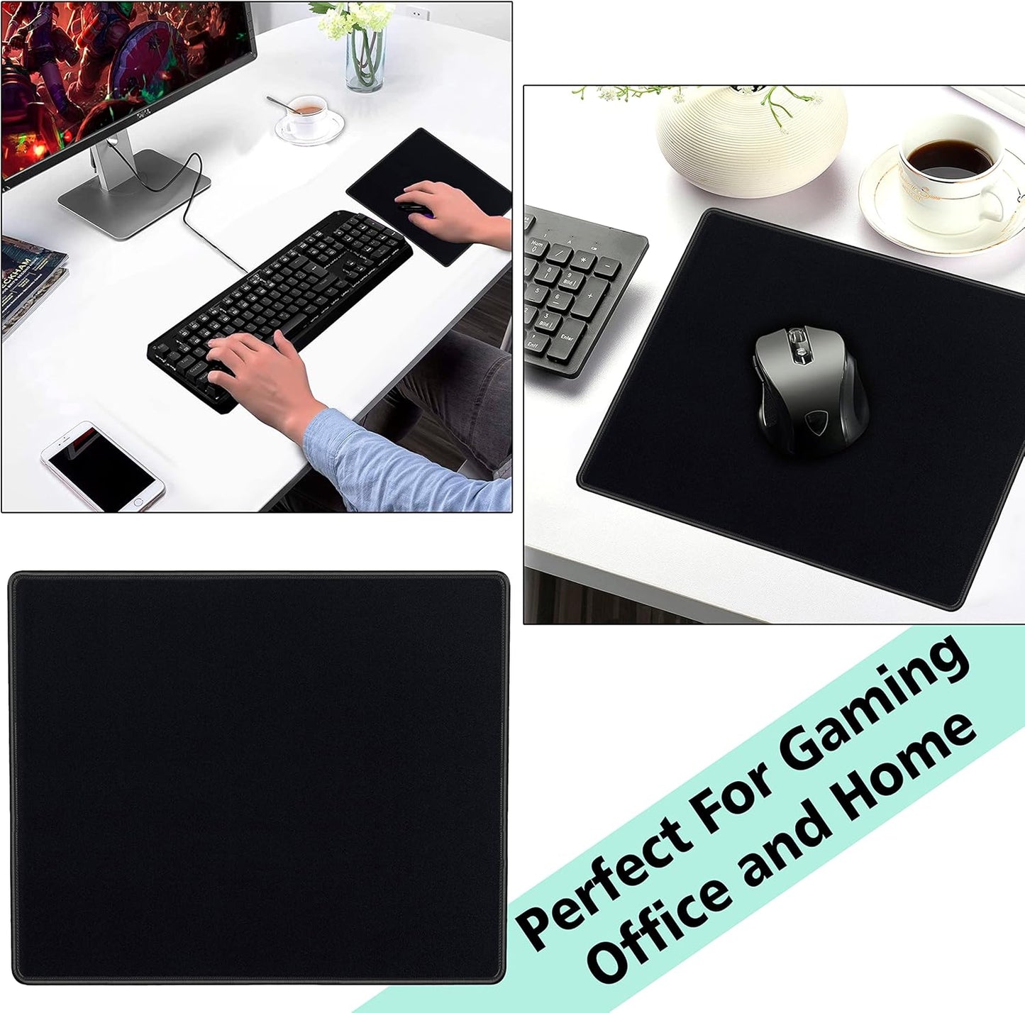 SaiTech IT 10 Pack 2mm Mouse Pad with Stitched Edges Non-Slip Rubber Base, Premium-Textured and Waterproof Mousepads Bulk, Mouse Pad for Computers, Laptop, Office & Home, 8.66 x 7.1 inch