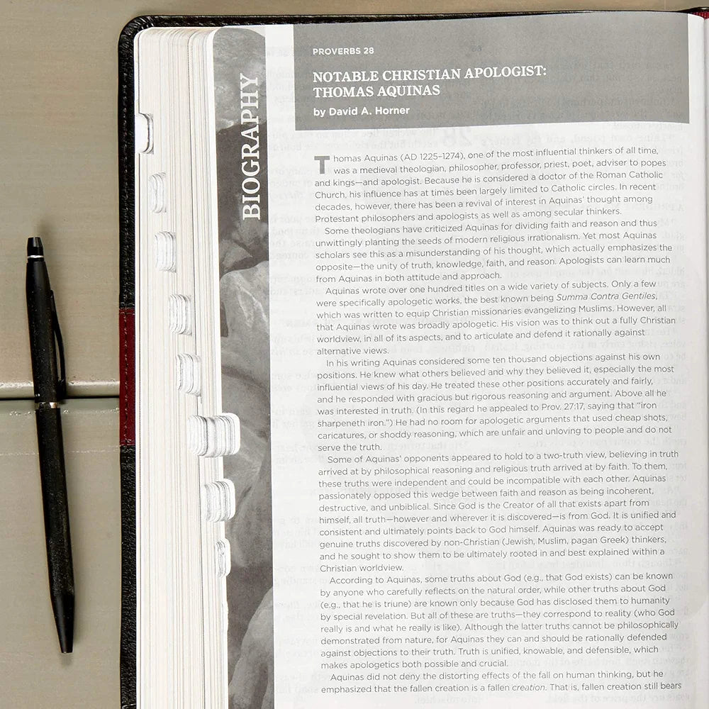 KJV Apologetics Study Bible, Black/Red Leathertouch Indexed, Black Letter, Pure Cambridge Text, Defend Your Faith, Study Notes and Commentary, Articles, Profiles, Easy-to-Read Bible MCM Type